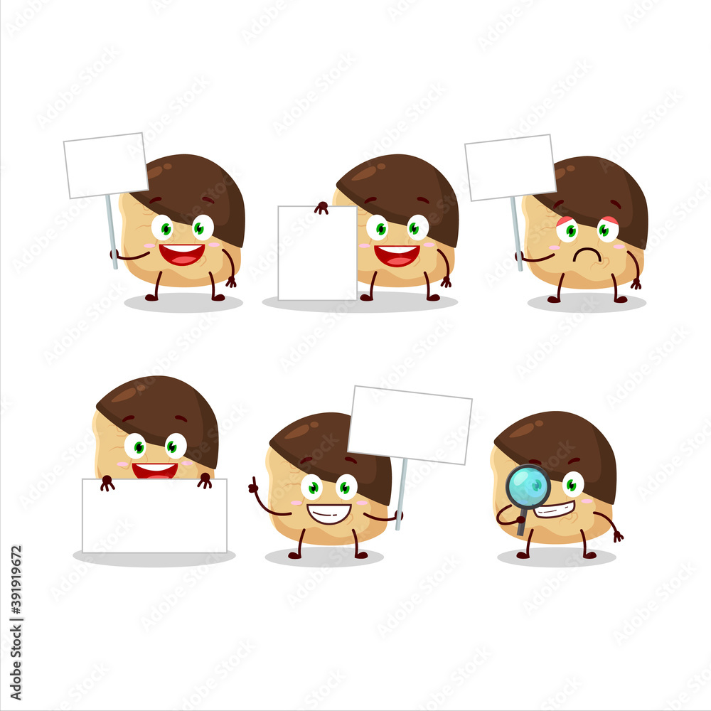 Chocolate slime cookies cartoon character bring information board Chocolate slime cookies cartoon character bring information board