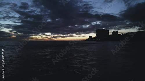 Cinemagraph loop of beach during sunrise or sunset