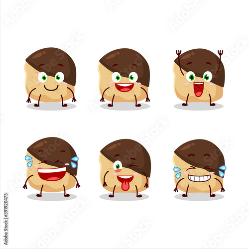 Cartoon character of chocolate slime cookies with smile expression © kongvector