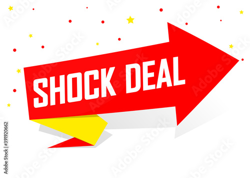 Shock Deal, sale banner design template, discount tag, promotion app icon, vector illustration