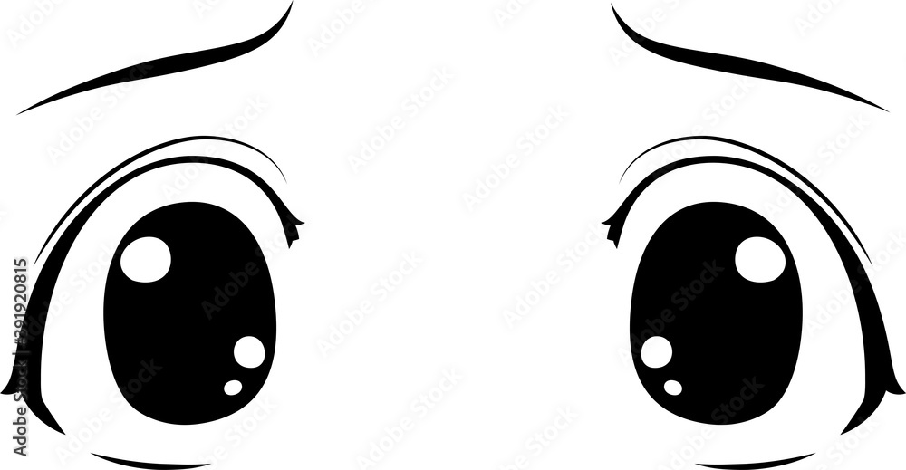 Cute anime-style big black eyes with a sad expression Cute anime-style big black eyes with a sad expression