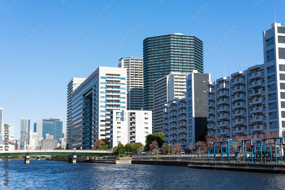 Obraz premium 東京 天王洲の風景 高浜運河 天王洲運河
