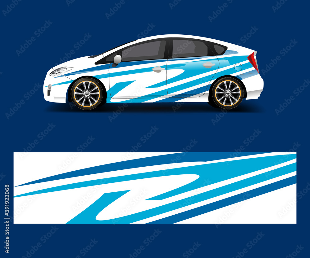 Racing car wrap with simple abstract stripe shapes for Company. Sport car racing wrap vector design template design vector