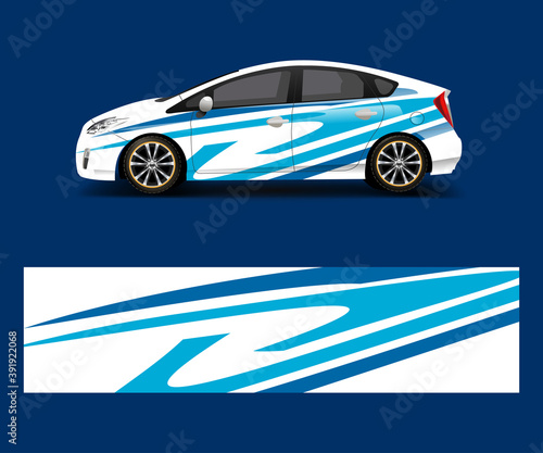 Racing car wrap with simple abstract stripe shapes for Company. Sport car racing wrap vector design template design vector © Saiful