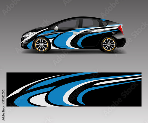 Racing car wrap. abstract strip shapes for car wrap, sticker, and decal template design vector