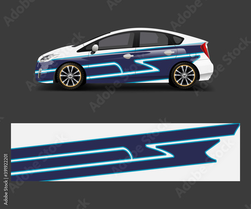 Racing car wrap with abstract stripe shapes for Company. Sport car racing wrap vector design template design vector