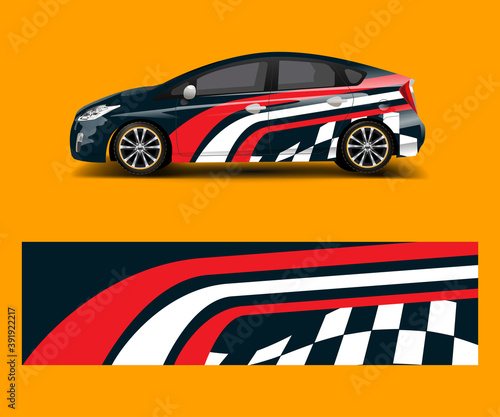 Racing car wrap with simple abstract stripe shapes for Company. Sport car racing wrap vector design template design vector