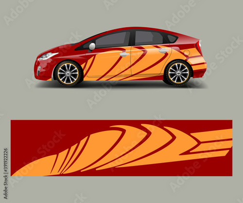 Racing car wrap. abstract strip shapes for car wrap, sticker, and decal template design vector