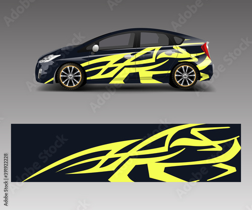Car decal graphic vector wrap vinyl sticker. Graphic abstract wave shape designs for branding  race and drift car template design vector