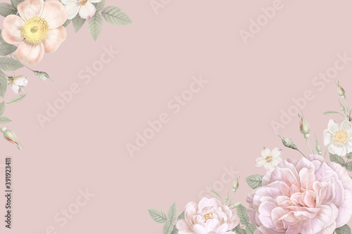 Konstfotografi Pink Floral frames background