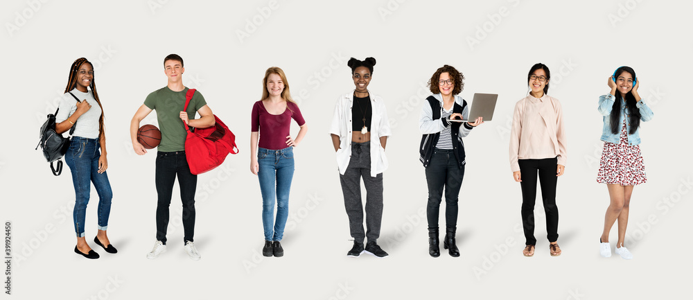 Fototapeta premium Diverse students mockup collection