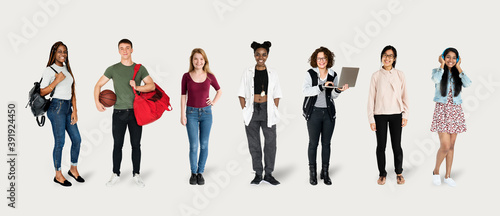 Diverse students mockup collection