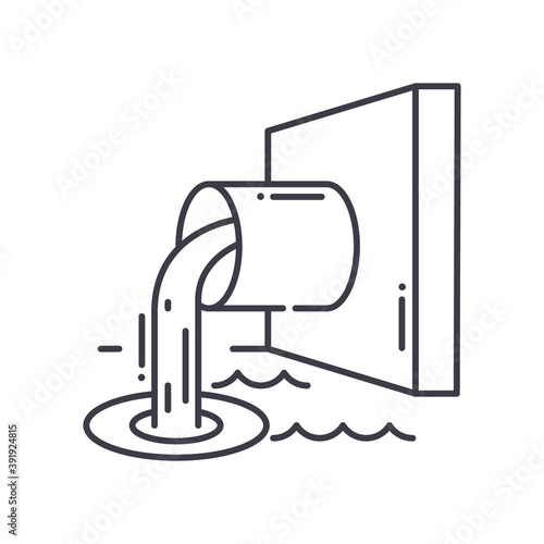 Sewage pipe icon, linear isolated illustration, thin line vector, web design sign, outline concept symbol with editable stroke on white background.