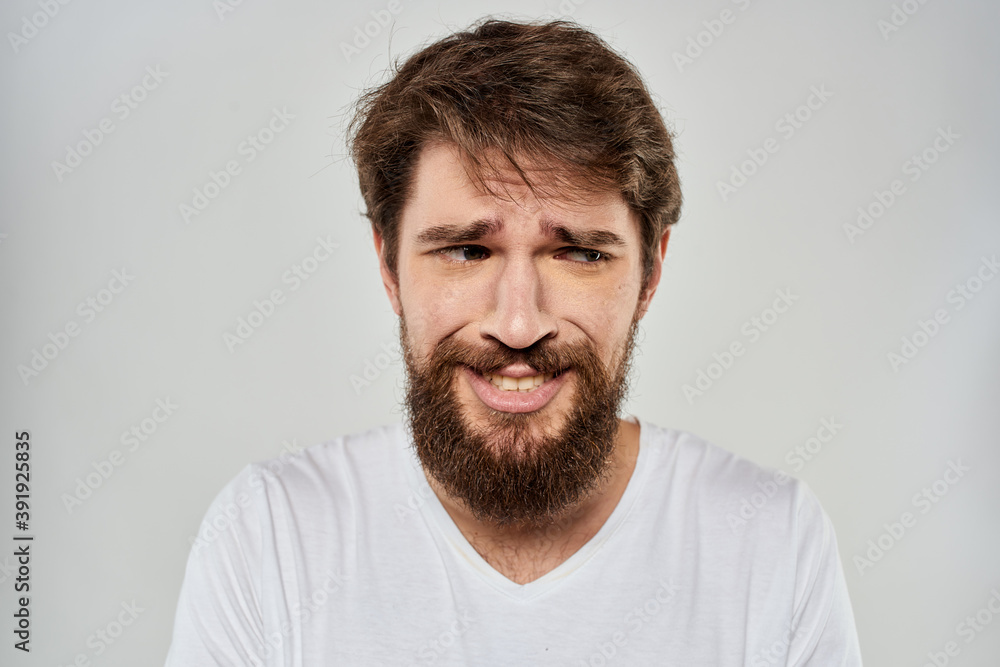 emotional bearded man close-up facial expression studio lifestyle emotional bearded man close-up facial expression studio lifestyle