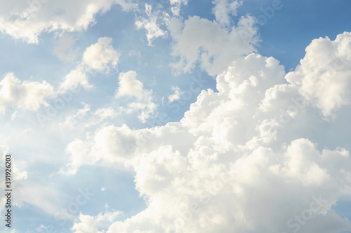 Sky with white clouds pattern background. Sky and clouds in daylight.