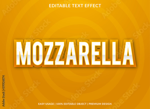 mozzarella text effect editable template with bold and 3d style use for food business logo and brand