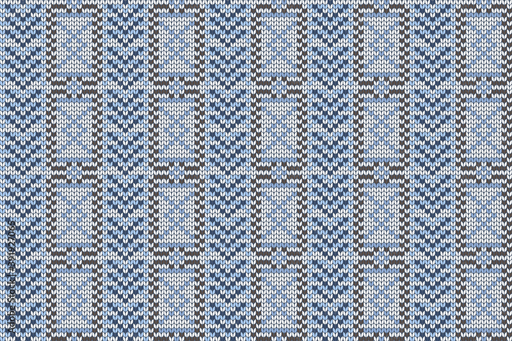 Christmas and Winter holiday knitting pattern for plaid, sweater design. Vector seamless pattern in blue and brown colors. Christmas and Winter holiday knitting pattern for plaid, sweater design. Vector seamless pattern in blue and brown colors.