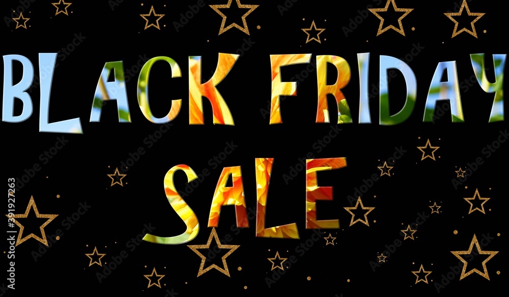 Colorful Black Fryday Sale text on black backgound. Flyer, poster, card, banner template. 3D illustration. Colorful Black Fryday Sale text on black backgound. Flyer, poster, card, banner template. 3D illustration.