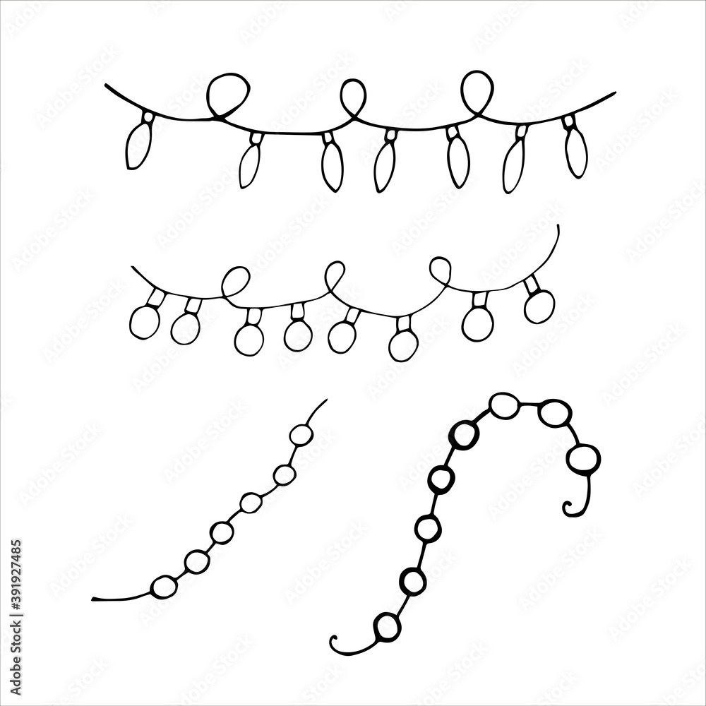 Set of winter doodles with lettering Set of winter doodles with lettering