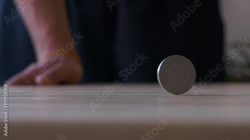 Spinning 50 Cent Coin, Ecuadorian Centavo Coin, Close Up