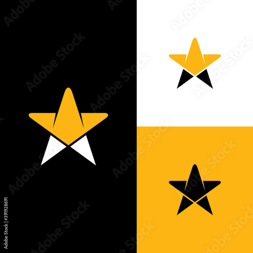 Star with shirt collar logo concept, luxury minimalist logo style black and yellow color
