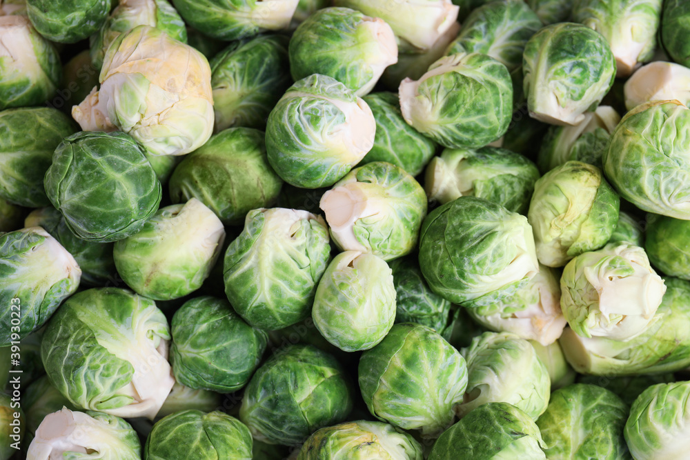 Fresh tasty Brussels sprouts as background, closeup Fresh tasty Brussels sprouts as background, closeup