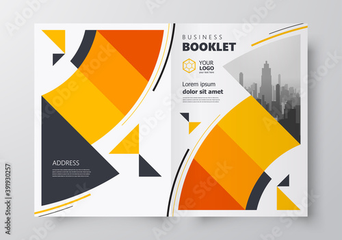 Booklet design template circles orange color, creative business brochure