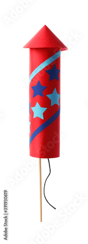 Obraz na plátne Firework rocket on white background. Festive decor