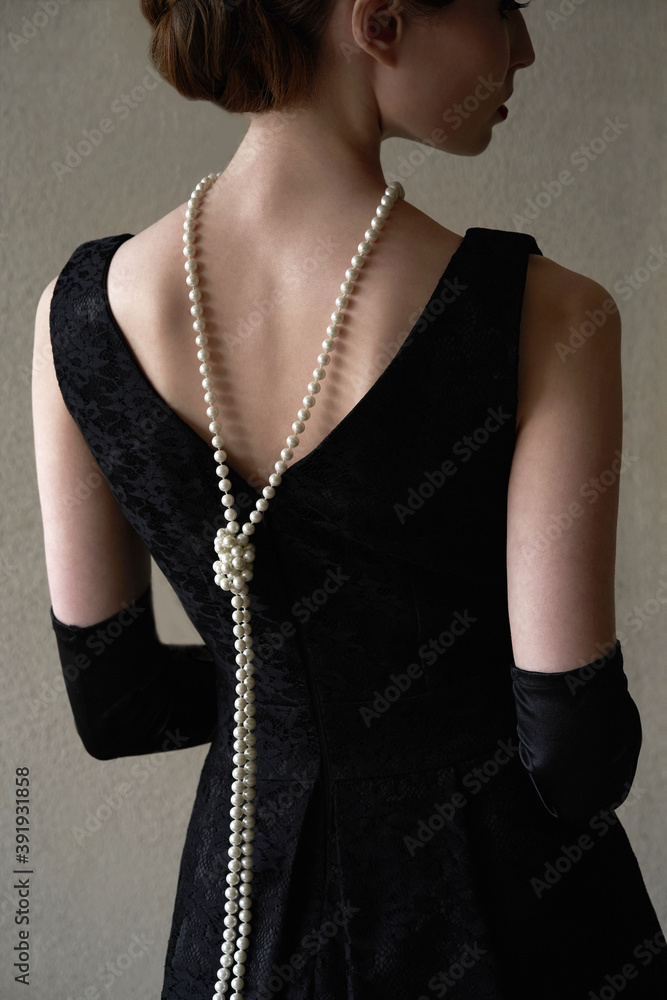 Pearls and black deals dress