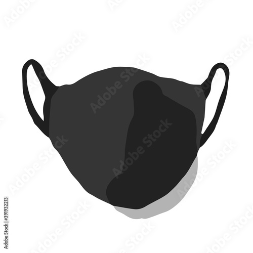 Black Face Mask ; Hand drawn vector illustration like woodblock print