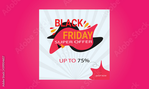 Black Friday sale offer for Vector illustration. Just Now Shopping Offer With 50 Percent Clearance.
