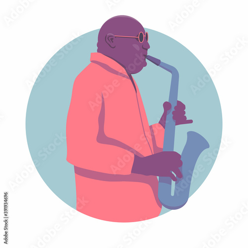 Jazz saxophone player. Vector illustration for jazz poster.