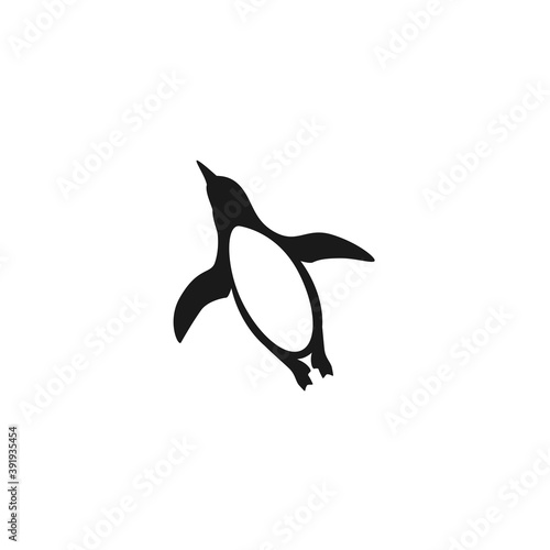 black antarctic penguin silhouette icon. standing pinguin vector illustration isolated on white.
