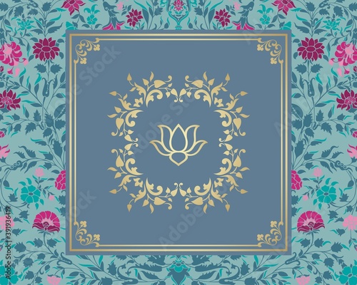 water lily, wedding card design, royal India	