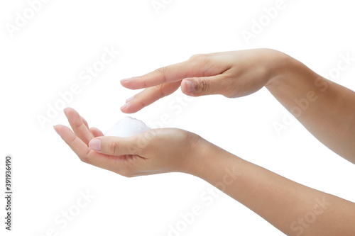 hands holding a foam