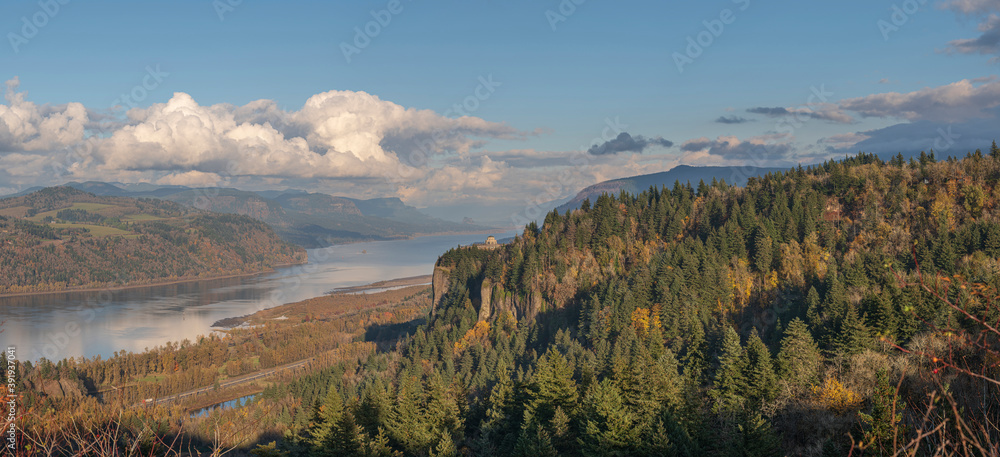 Columbia River Gorge at Sunset Oregon state.