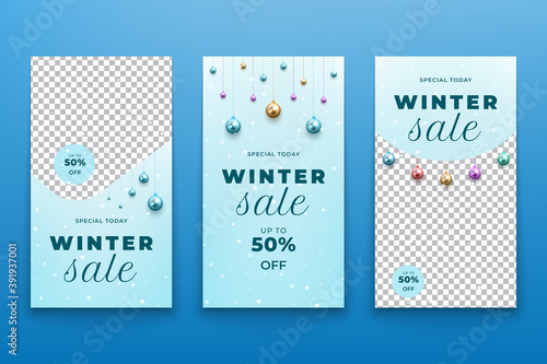 collection of winter Christmas sale instagram stories