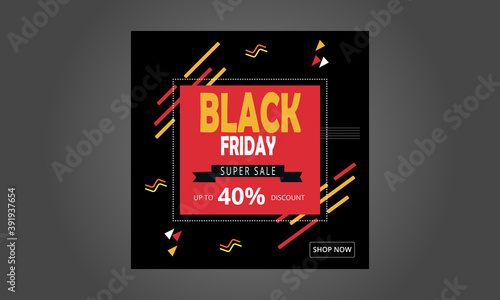Black Friday Horizontal frame isolated on Black background with Big Discount Offer. Vector illustration