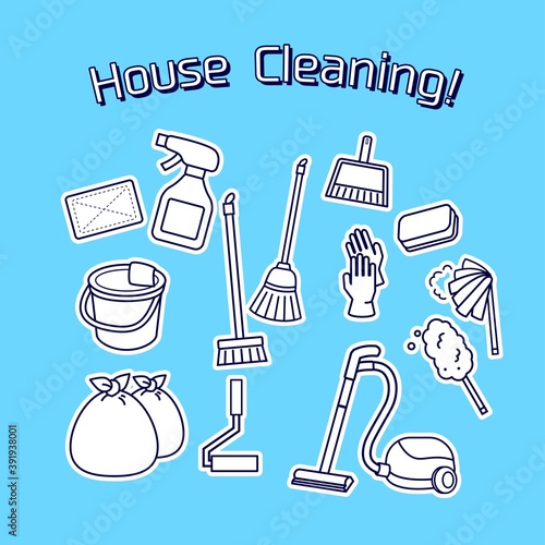 掃除用具のイラストセット