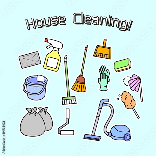 掃除用具のイラストセット
