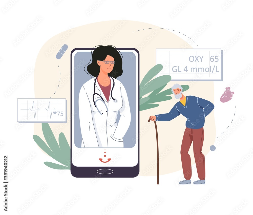 Cartoon flat doctor character in uniform,laboratory coat with medical devices and patient-web online medic treatment and therapy,telemedicine concept Cartoon flat doctor character in uniform,laboratory coat with medical devices and patient-web online medic treatment and therapy,telemedicine concept