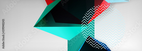 Low poly 3d geometric shapes, minimal abstract background. Vector illustrations for covers, banners, flyers and posters and other