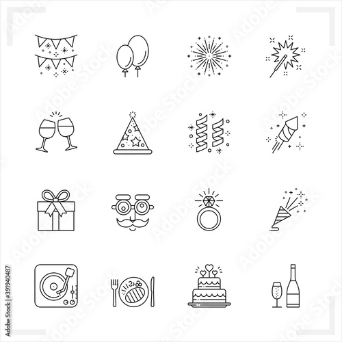 Celebration and Party Icons with White Background