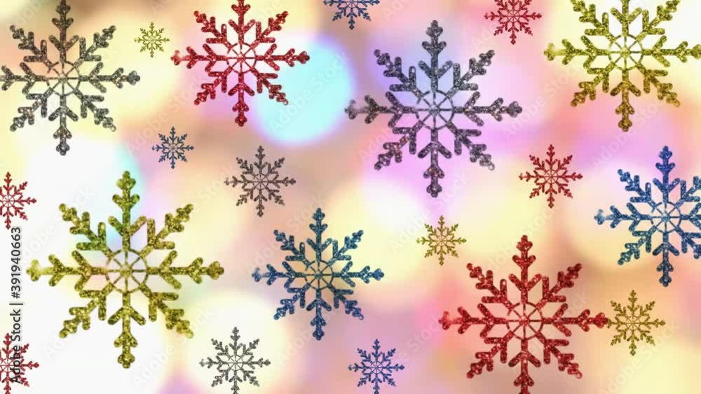 beautiful Christmas video with colorful snowflakes on a light background beautiful Christmas video with colorful snowflakes on a light background