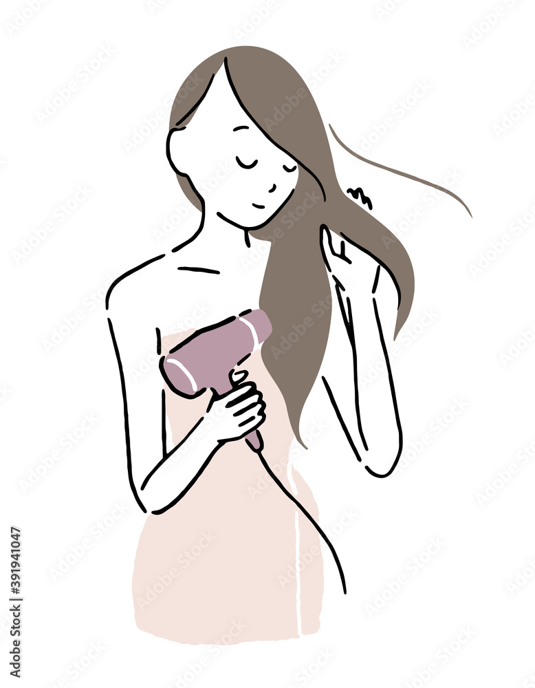 Woman using a hair dryer 1