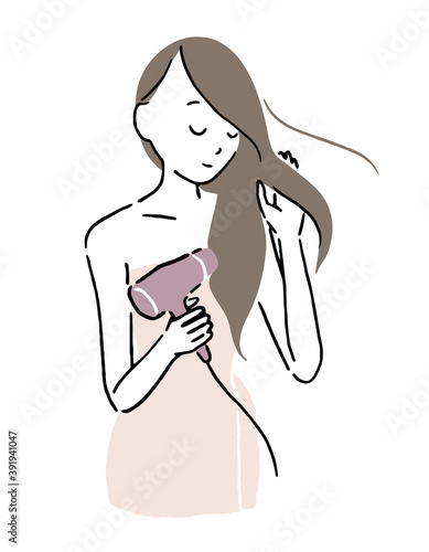 Woman using a hair dryer 1