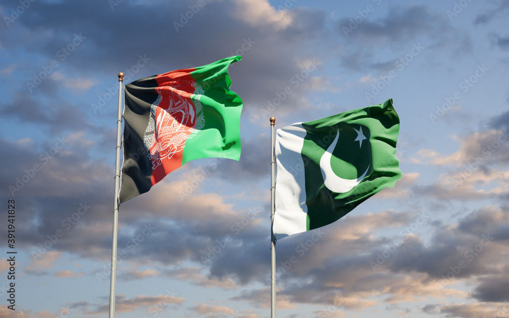 Beautiful national state flags of Pakistan and Afghanistan. Beautiful national state flags of Pakistan and Afghanistan.