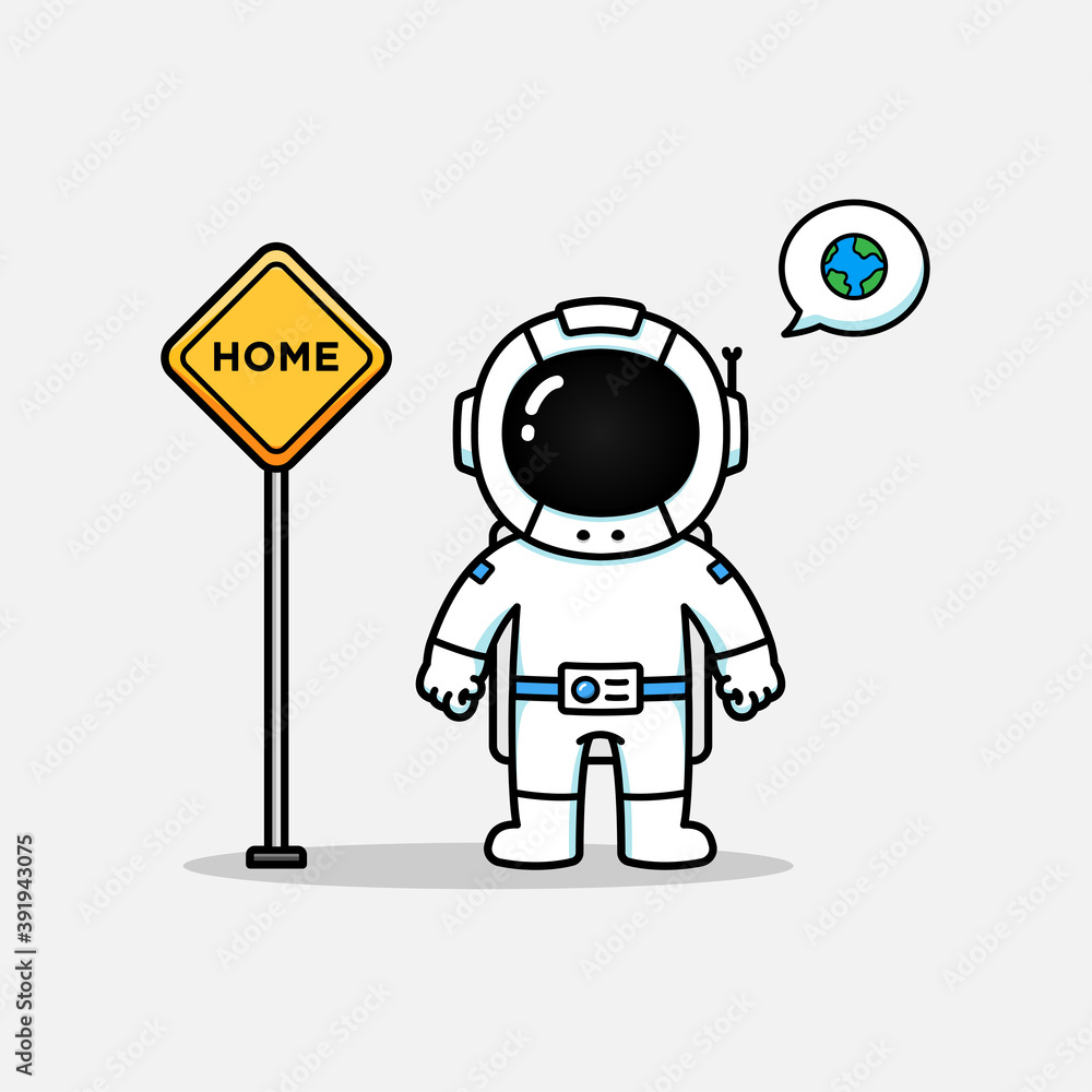 Cute astronaut with home sign