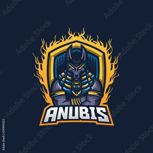 Anubis esport gaming mascot logo template for streamer team. esport logo design with modern illustration concept style for badge  emblem and tshirt printing