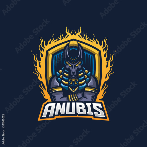 Anubis esport gaming mascot logo template for streamer team. esport logo design with modern illustration concept style for badge, emblem and tshirt printing
